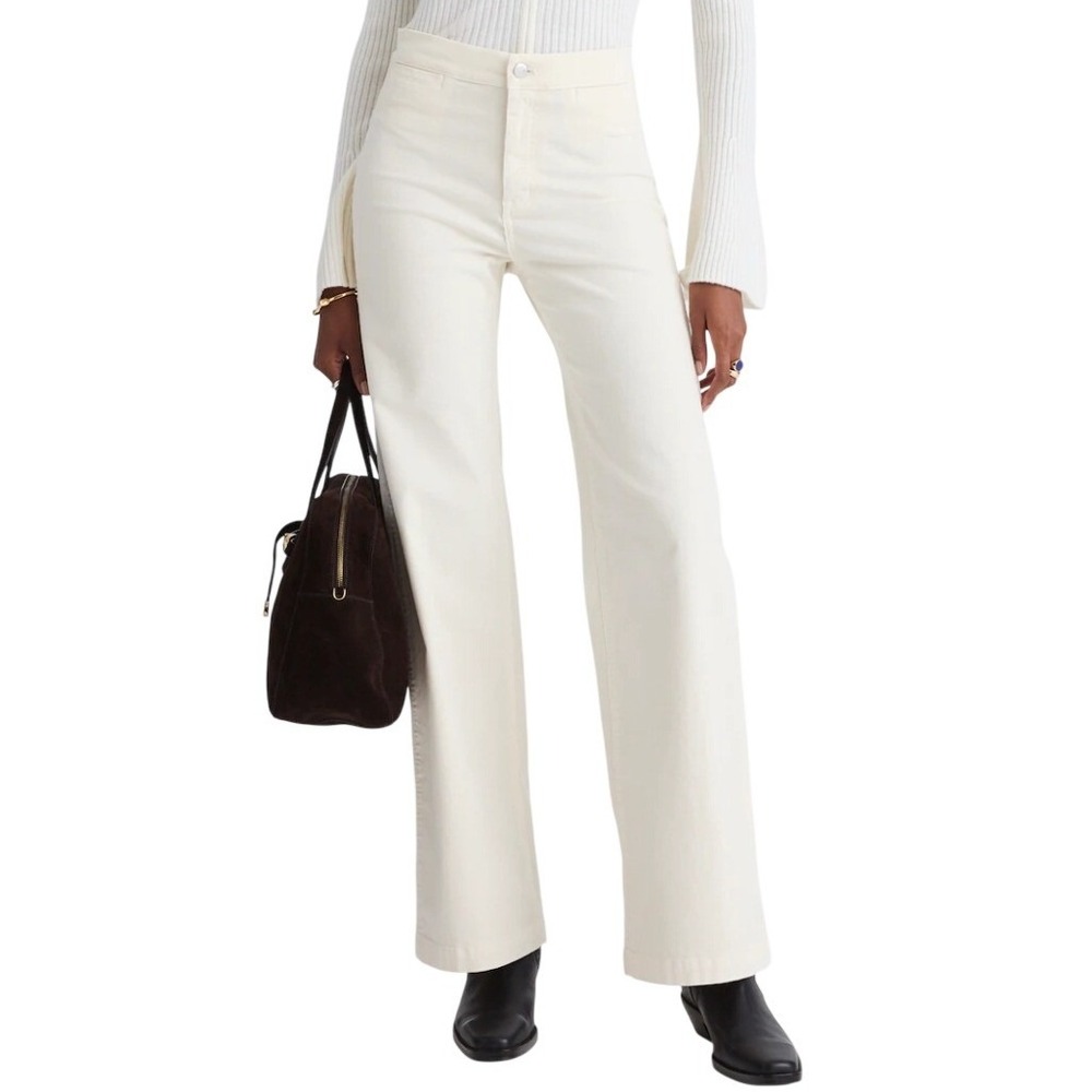 Madewell Pants Women 27 Cream Corduroy Wide-Leg Pant‎ High Rise Minimalist NWT